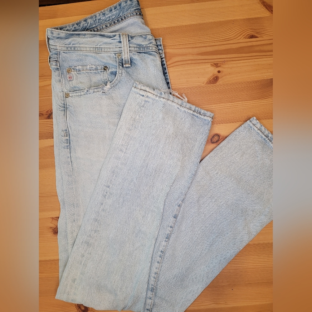 Ag Adriano Goldschmied Blue Slim Straight Jeans